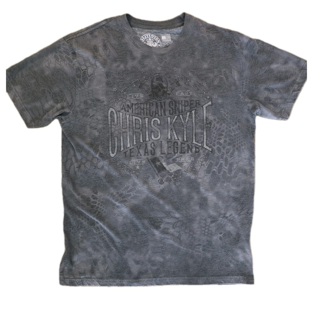 Chris Kyle Affliction‎ T Shirt XL American Sniper Grey Kryptek Camo Short Sleeve
